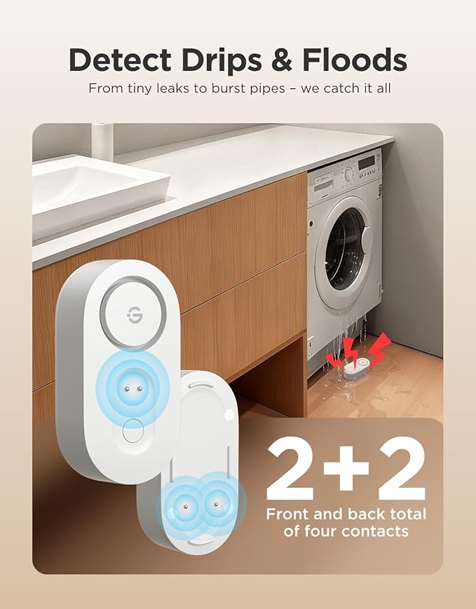 GoveeLife Upgraded Smart Water Leak Detector 1s with 1804 ft Ultra-Long Range, WiFi Water Sensor with SMS/Email/APP Push and Sound Alarm, 5-Year Battery Life, Suit for Home, Basement, Kitchen, 6 Pack