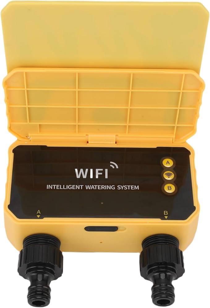 Fafeicy Smart WiFi Water Timer with Rain Delay, Solar Powered Sprinkler Timer for Garden Hose, APP Remote Control Voice Compatible with Assistant, Automatic Irrigation System