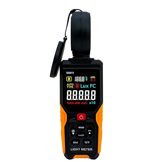 Digital Illuminance Meter Light Meter 200,000Lux Meter/18,500FC,Luxmeter for Photography Grow Plants Led Photometer Lighting Intensity Brightness Measurement