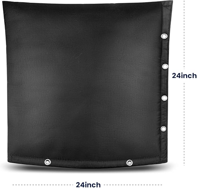 Heavy Duty Backflow Insulation Cover, Winter Freeze Protection, Five-Layer Waterproof Design, Easy Velcro Installation with Grommet Holes, 24''W x 24''H- Black