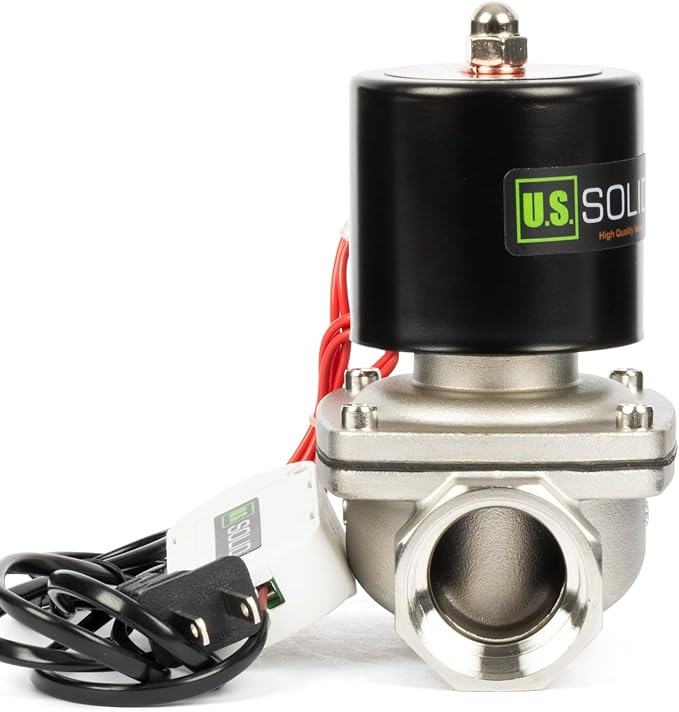 U.S. Solid Smart WiFi Stainless Steel Solenoid Valve, 1-1/4", 110V AC, Normally Closed, App Remote Control for Irrigation & Automation