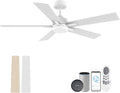 Lorpies 52” Smart Ceiling Fan with Lights Remote,Voice Control via Alexa Google WIFI App,Ultra Quiet DC Motor,Outdoor Indoor Modern Ceiling Fans,6-Speed for Bedroom Patio Porch,White and Wood Color