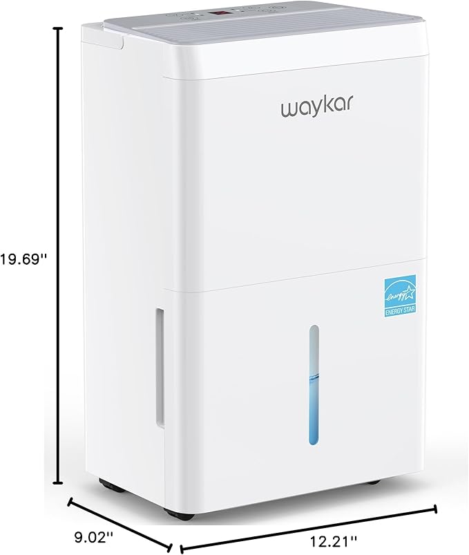 Waykar 6000 Sq.Ft Energy Star Dehumidifier for Basement & Home, 120 Pint/Day with Drain Hose & Tank, Ultra Quiet (40 dB), Smart Auto Comfort Mode