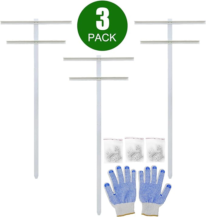 Grape Vine Trellis 7ft Tall 3pcs Set for Raspberry and Grape Plants, Heavy Duty, Easy to Install Vineyard Trellis, Fiberglass Rust-Proof, (84inch 3Trellises)