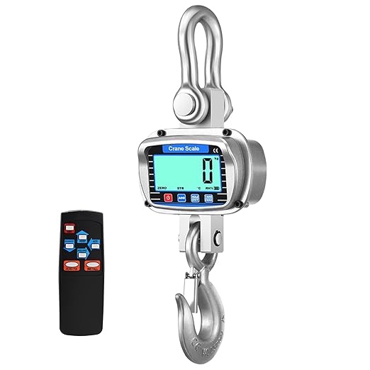 Digital Crane Scale 6600 lbs/3000kg/3T Measurable Temperature and Humidity Industrial Heavy Duty Hanging Scale with Remote Control LCD Screen for Construction, Factory, Farm(Silver)