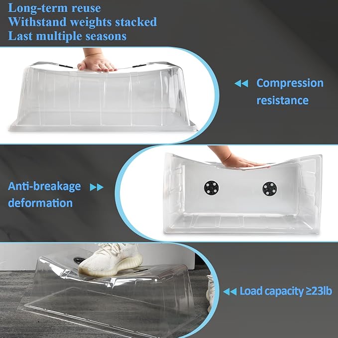 BTPLASTIK 10 Pack 7.3" High Humidity Domes for 1020 Seed Trays – Thicker Platic Clear Humidity Dome with Adjustable Vents, BPA-Free, Fits Standard 10"x20" Trays for Germination, Propagation, Cloning