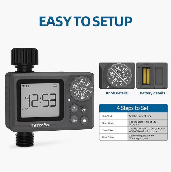 New Programmable Water Volume Control Sprinkler Timer, Water Duration Control Hose Timer with Water Meter, Auto and Manual Watering for Irrigation, Garden and Drip System (2 Packs)