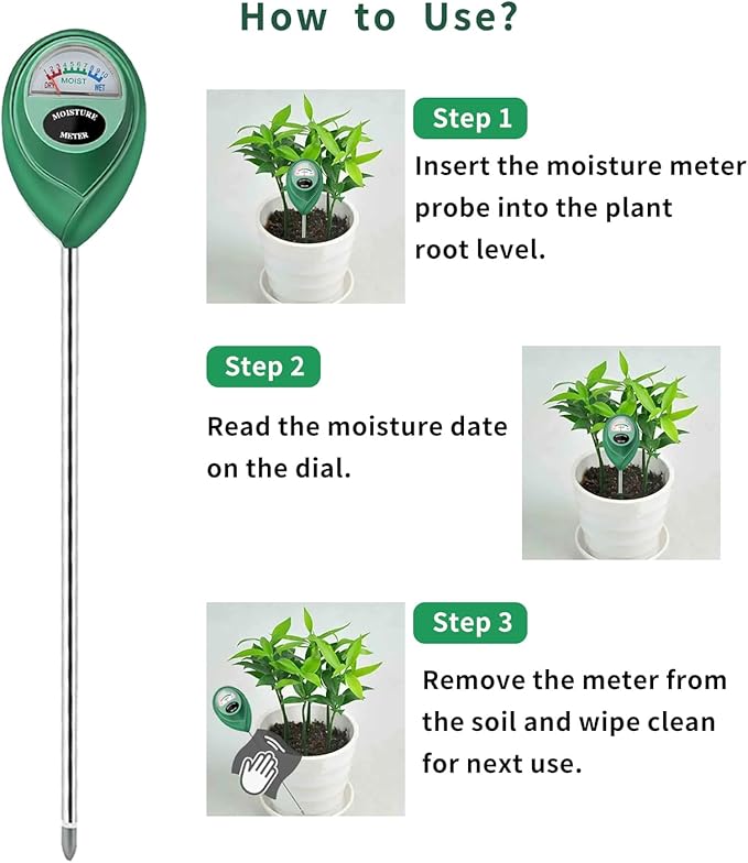 Censinda Soil Moisture Meter, Long Probe Soil Moisture Monitor for House Plants, Soil Hygrometer Moisture Sensor for Indoor & Outdoor, Garden, Farm, Lawn Plant Care, No Battery Needed(Green)