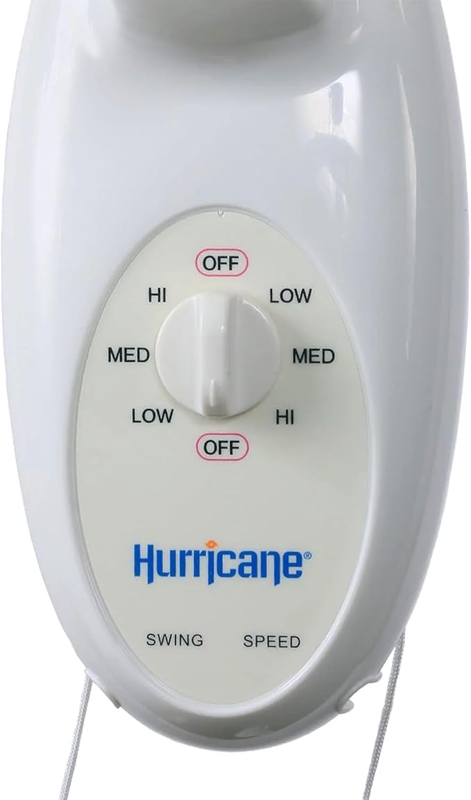 Hurricane 18" Supreme 90-Degree Oscillating Wall Mounted Fan with 3 Quiet Speeds, White - Indoor Air Cooling Unit with Adjustable Tilt and Pull Cords for Bedroom, Garage, Office, and Home