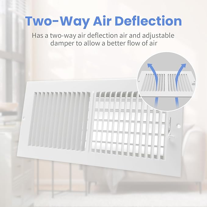 14 x 6 Inch [Duct Opening] Air Vent Covers for Wall or Ceiling - High Airflow 2 Way Steel Ventilation - Adjustable Wall/Ceiling Register, 15-3/4 Inch x 7-3/4 Inch [Overall Dimensions]