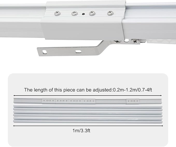Electric Curtain Track, 7.08-13.78ft Motorized Curtain Track System, Smart Electric Curtain Rail with Remote Control, App & Voice Control, Compatible with Alexa and Google Home