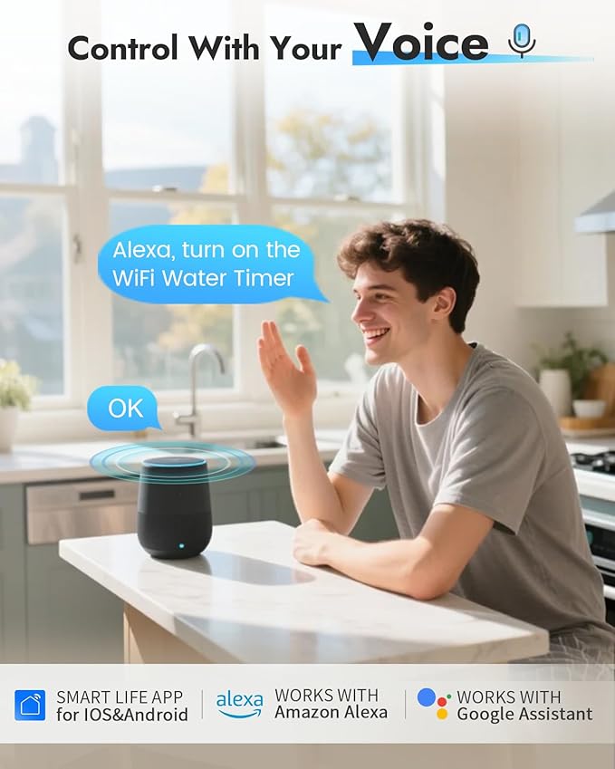 Insoma 2-Zone WiFi Water Timer for Garden Hose, WiFi Hose Timers with Brass Inlet, No-Gateway 2.4GHz Remote APP & Voice Control (Alexa/Google), Rain Delay & Manual Mode for Yard Lawn Garden Watering