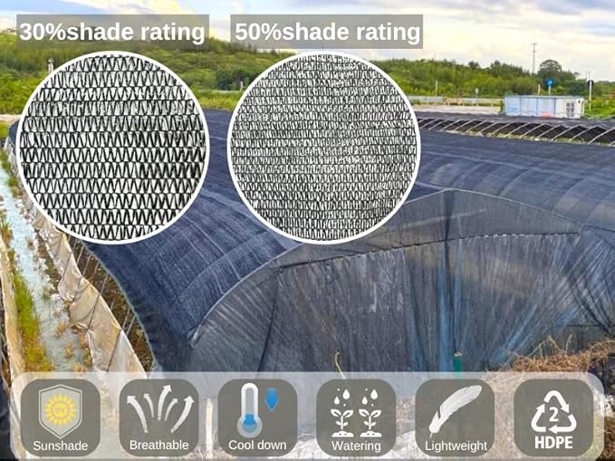 BeGrit 30% Shade Cloth Plant Cover Sunblock Sun Shade Net Sun Mesh for Garden Flower Plants 6.6ft x13ft