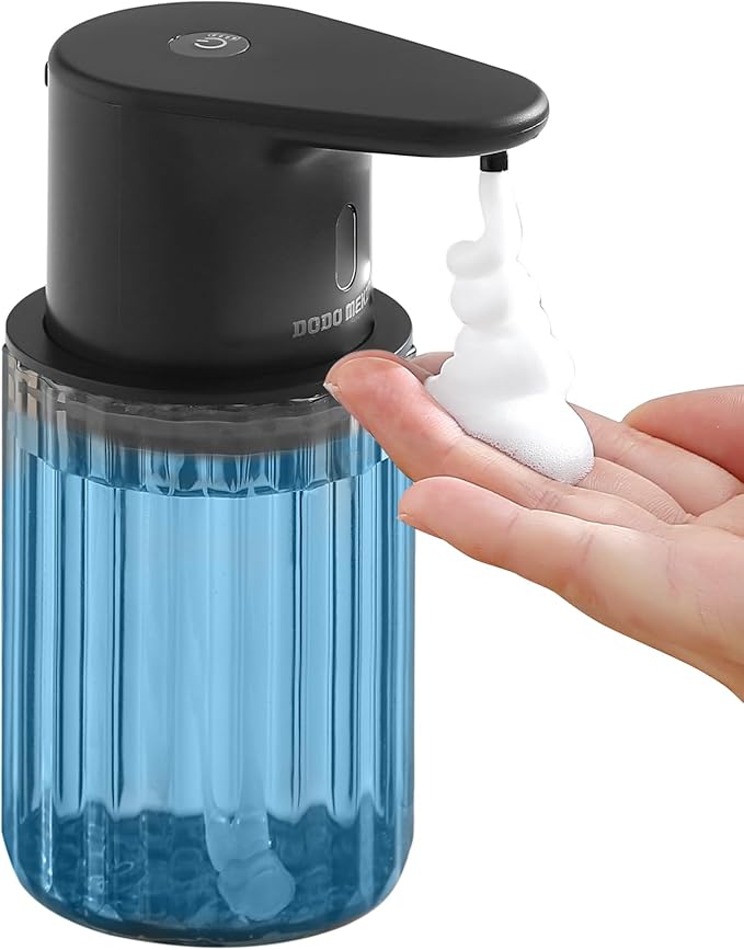 Automatic Foaming Soap Dispenser Touchless, 10oz/300ml Rechargeable, 3 Adjustable Foam Levels, IPX7 Waterproof for Kitchen Bathroom, Black