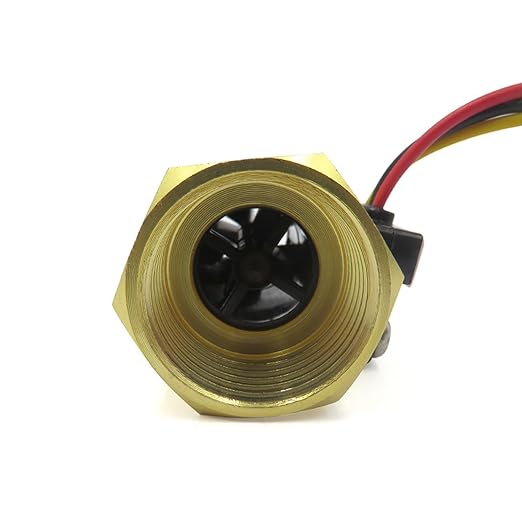 G1/2" Water Flow Sensor Thread Female to Male Brass Switch Hall Effect Liquid Flowmeter Fluidmeter Counter BSP with Temperature Sensor 1-25L/Min（66 mm in Total Length）
