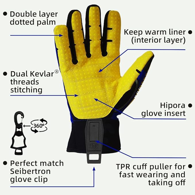 Seibertron High-Vis Series Cut Resistant Reducing Anti-Impact Mechanics Heavy Duty Safety Rescue Oil and Gas Gloves