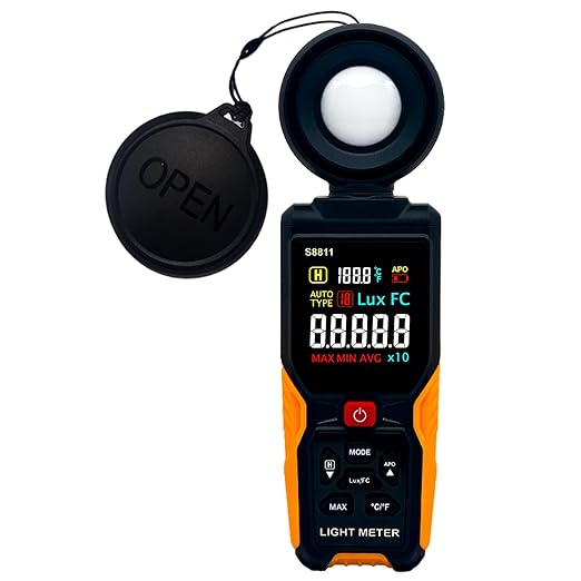 Digital Illuminance Meter Light Meter 200,000Lux Meter/18,500FC,Luxmeter for Photography Grow Plants Led Photometer Lighting Intensity Brightness Measurement
