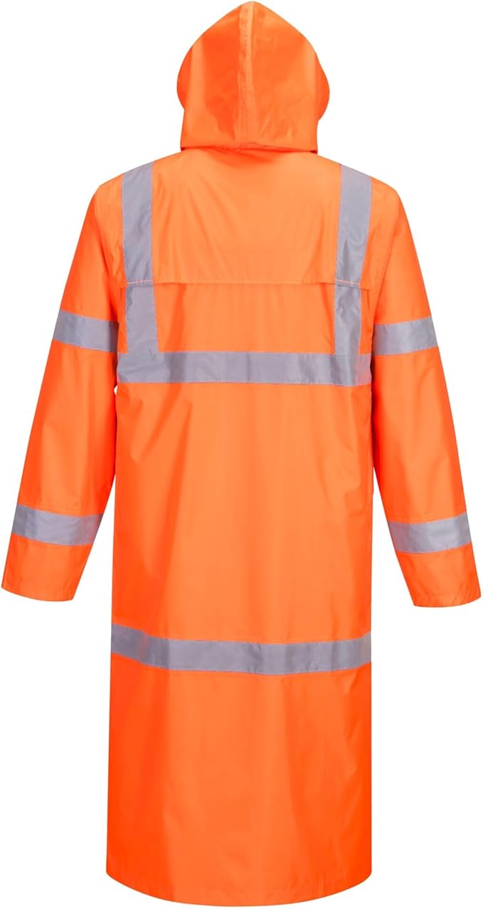 Portwest UH445 Men's Classic Raincoat Waterproof Hi Vis Reflective Long Rain Jacket ANSI Class 3 Yellow