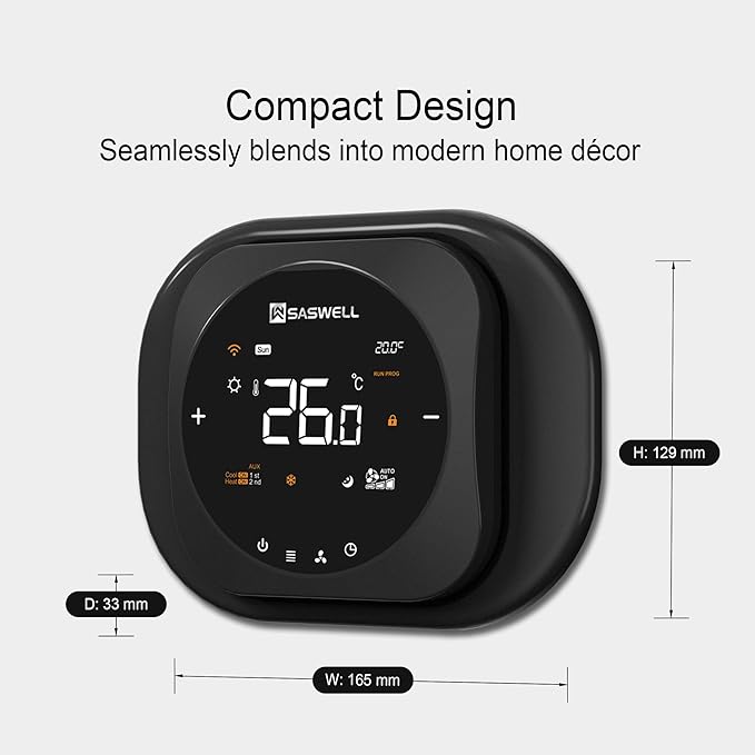 Smart WiFi Thermostat for Home, Programmable Thermostat with C-Wire Adapter, 3H/2C for Heat Pump & Conventional Systems, Tuya App Control, Compatible with Alexa & Google Assistant