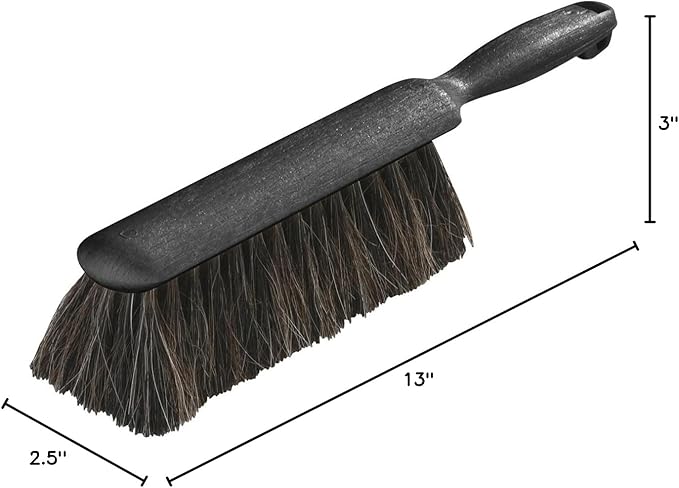 SPARTA Flo-Pac Counter Brush, Bench Brush, Dustpan Brush with Long Lasting for Counters, Floors, And Fireplace, 8 Inches, Black, (Pack of 12)