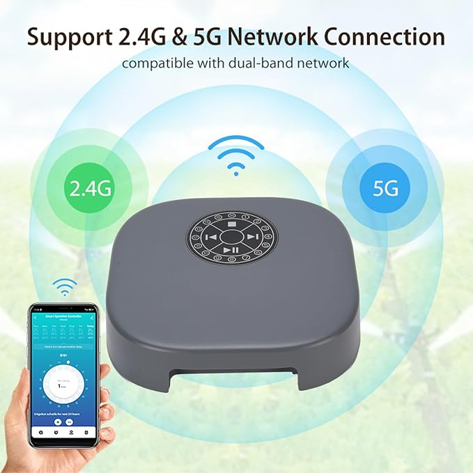 AUNMAS WiFi Irrigation Timer, Smart Sprinkler Controller with Rain Delay for Garden Lawn Watering System, 16 Zone Bluetooth (US Plug 120V)