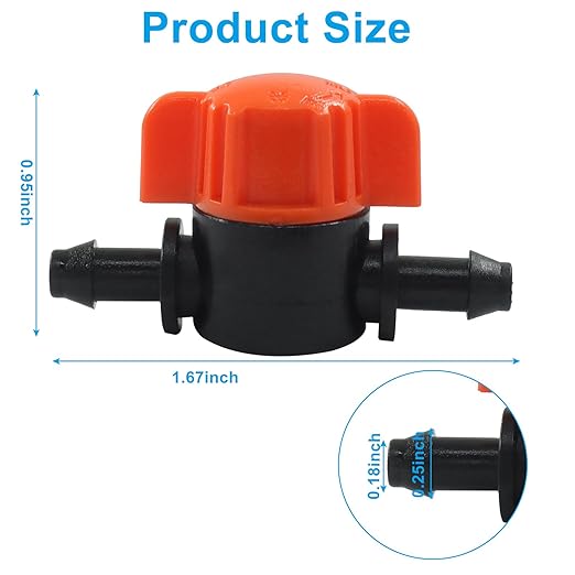 30 Pack 1/4 Inch Drip Irrigation Shut Off Valves - in-Line Barbed Flow Control Valve with Anti-Drop Design for 1/4" Drip Tubing, Garden Irrigation System, Lawn & Greenhouse Watering