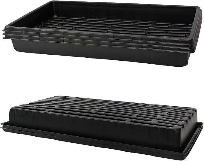 RooTrimmer Plant Growing Nursery, Standard 1020 Trays Plastic Sturdy Farmer Self Seedling Tray for Microgreens Indoor Nursery Pots Transplantation (5-Pack, 21.6"×11.2", 2.52" Deep, no Holes)