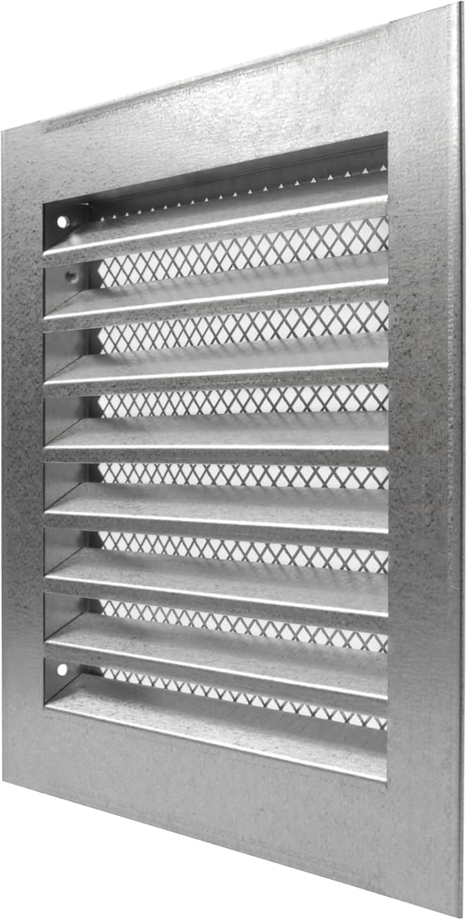 8" x 8" Inch Register Vent Cover - Square, Galvanized Industrial Return Air Vent Cover - Wall, Shed Vent, Foundation Vent - Wire Mesh Crawlspace Louver Grille - Exhaust, Intake Gable Vent