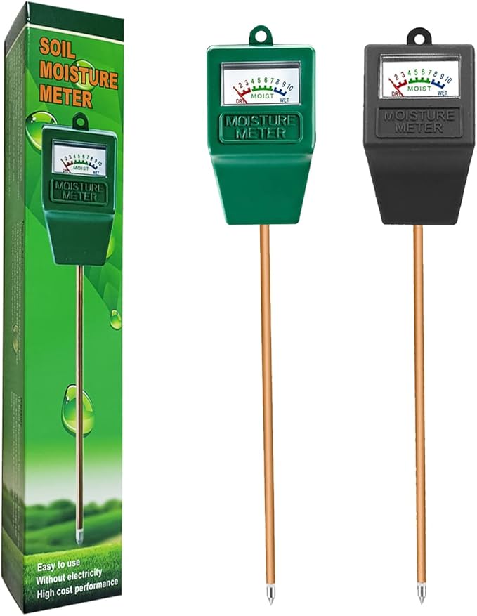 Soil Moisture Meter,2 Pack Plant Hygrometer Moisture Sensor Plant Water Monitor for Potted Plants,Garden,Farm, Lawn(No Battery Needed)-Green+Black