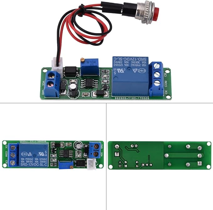 DC 12V Adjustable Delay Timer Module with 1–10 Second Off-Delay Relay Switch for Automotive Electronics, Industrial Control and DIY Projects