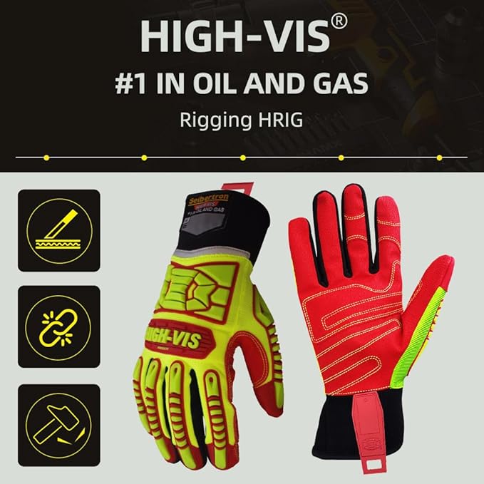 Seibertron High-Vis Series Cut Resistant Reducing Anti-Impact Mechanics Heavy Duty Safety Rescue Oil and Gas Gloves