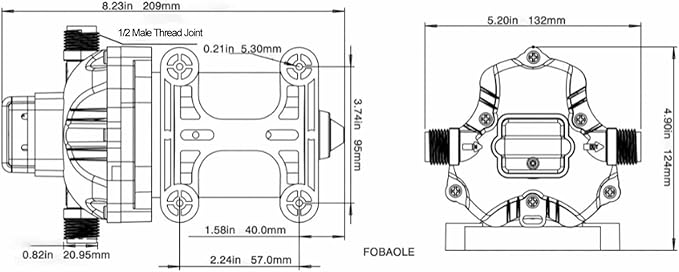 Electric Diaphragm Water Pump 12V 24V DC Self Priming 3.0GPM High Pressure Sprayer Pump for Car Wash Garden Irrigation Boat Household Water Booster System (F33-102-045-201 (24V))
