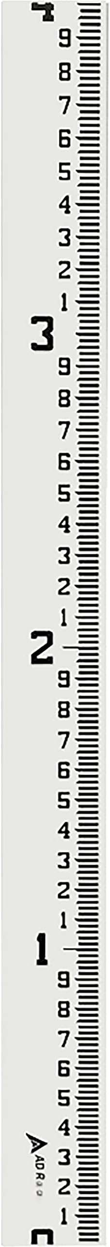 AdirPro 4" Wide Staff Gauge 0-4 Feet | Water Level & Stream Depth Gauge with 100th & 10th Foot Graduations | Heavy-Duty All-Weather Fiberglass Flow Gauge