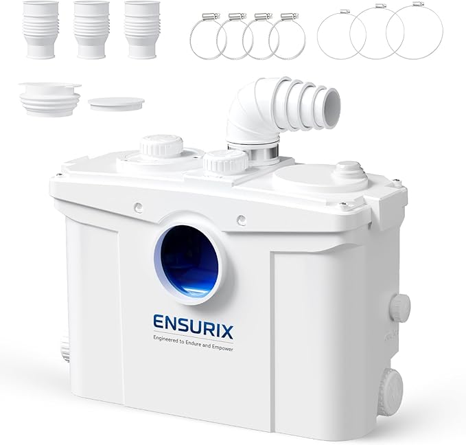 1200W Macerator Pump – 2800GPH, 28FT Vertical Lift Toilet Water Pump with Anti-Backflow, PCB Smart Control, IPX4 Waterproof, Macerator Pump Basement for Toilet, Sink, Bathroom etc.