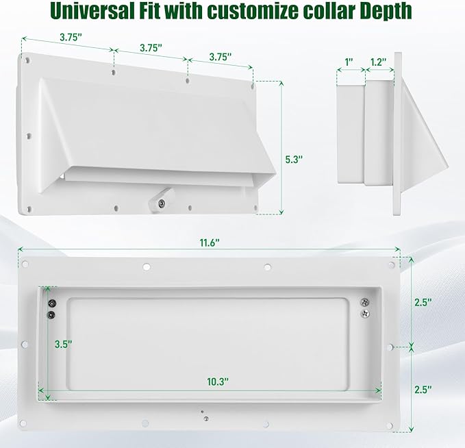 Aluminum RV Stove Vent Cover, Adjustable Depth without Cutting, Butyl Tape, Kitchen Exterior Vent Cover,Camper Range Hood Replacement,Comes with Necessary Accessories for Installation