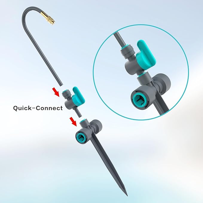 Straight Connector Valve, Match Rain Seer 12mm to 6mm Irrigation Fitting, control each emitter independently, Drip Irrigation Kit Accessories used in Smart Quick-connected drip irrigation kit(10pcs)