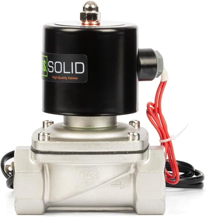 U.S. Solid Smart WiFi Stainless Steel Solenoid Valve, 1-1/4", 110V AC, Normally Closed, App Remote Control for Irrigation & Automation