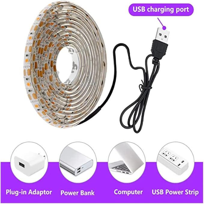LED Grow Light Strips,Waterproof Full Spectrum Plant Grow Light, USB 13.12ft 240LEDs, Flexible Growing Lamp for Indoor Plants Succulents Hydroponics Greenhouse Gardening