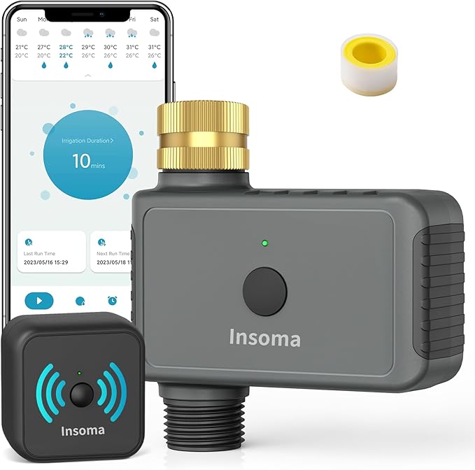 WiFi Hose Timer with Brass Inlet, Smart Water Timer 1 Zone, Sprinkler Timer w/WiFi hub for Remote Control via 2.4Ghz WiFi, Voice/App Controls with Alexa & Google Assistant, for Lawns Yards