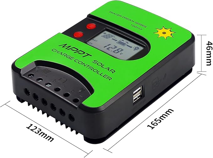 15A MPPT Solar Charge Controller 12V/24V Automatic Maximum PV 75V Charge Controller Built-in WiFi Adapter with LCD Display for Gel-Sealed Immersion AGM and Li-Ion Batteries (WiFi)(TD2107)