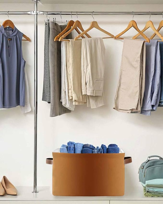 Dark Burnt Orange Grey Ombre Storage Bins Cubes Waterproof Cloth Storage Basket,Farmhouse Gradient Minimalist Foldable Storage Bags for Shelf Clothes Storages Organizers with Handles 15x11x9.5 in 1PCS