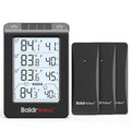 BaldrTherm Solar Photosensitive Three Channel Thermo-Hygrometer, Wireless Temperature & Humidity Monitor with 330ft Range, 4.8" Digital Display, Smart Backlight, Real-Time Alerts, Black