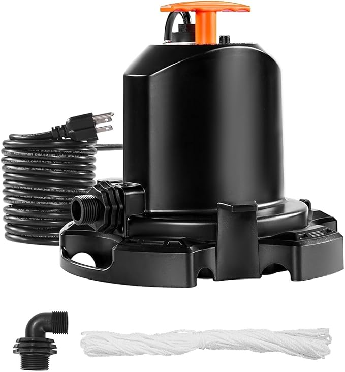 VEVOR 1/2 HP Submersible Pool Cover Pump – 1575 GPH, 24 ft Max Lift, Water Removal and Transfer Pump for Swimming Pools, Inflatable Water Parks, Draining (25 ft Power Cord)