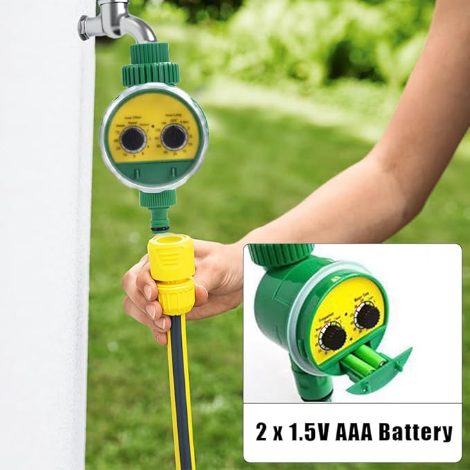Outdoor Garden Hose Faucet Timers, Dial Sprinkler Timer with Rain Delay Manual Automatic Watering System Programmable Irrigation Controller Timer Waterproof Digital Irrigations for Yard Lawn