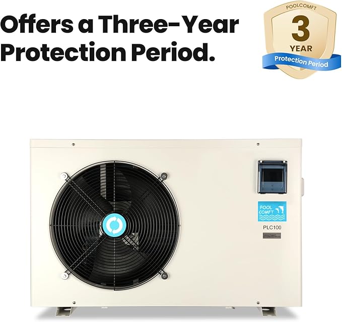 POOLCOMFT Inverter Swimming Pool Heat Pump, Electric Pool Heater for Above Ground and Inground Pool, Smart WiFi Control, Heating and Cooling Pool Heater, 10000 Gallons