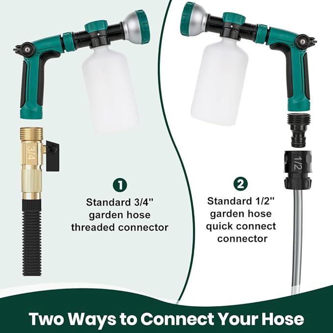 VENETIO 8-Dial Hose End Sprayer for Liquid Fertilizer/Soap | Precision Lawn, Yard & Garden Feeder with 16oz Bottle for Uniform Fertilizing and Watering Plants | Car, Dog Wash Hose Attachment Nozzle