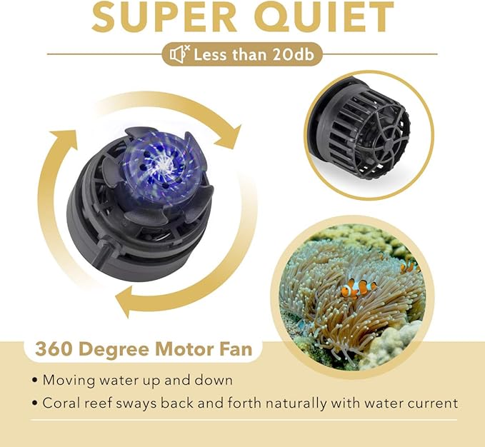 hygger Mini Wave Maker Aquarium Magnetic DC Powerhead with LED Display Controller for Saltwater Tank, 1600 GPH Aquarium Water Circulation Pump 5 to 30 Gallon Black