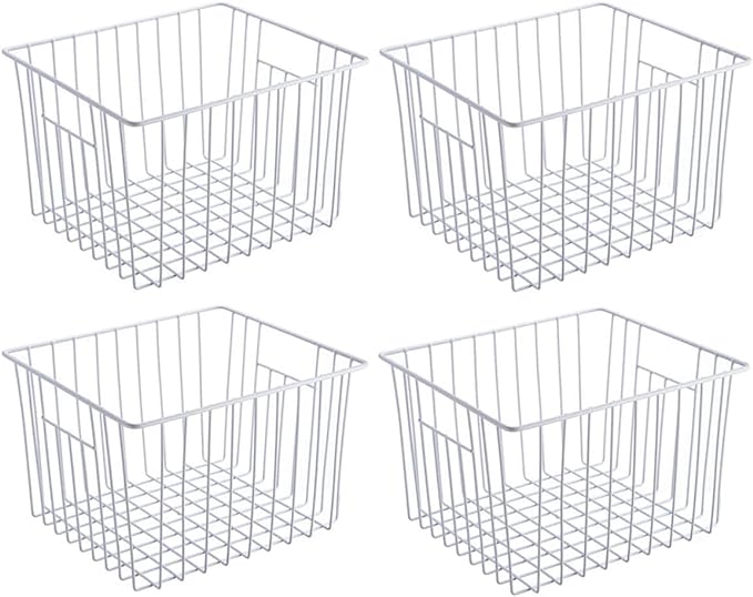 SANNO 11“ Freezer Baskets Storage Organizers, Farmhouse Organizer Bins for Cabinets, Pantry, Closets, Bedrooms