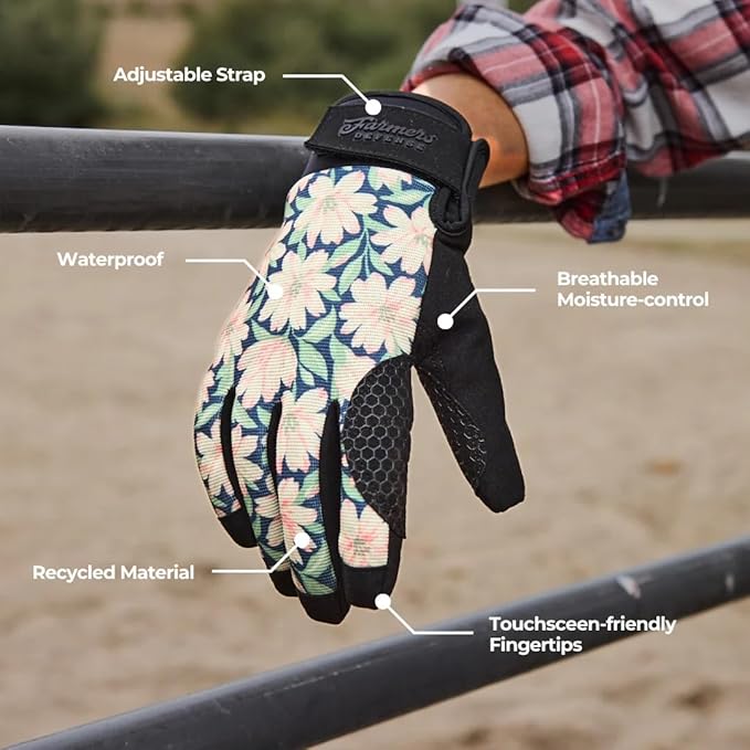 FARMER'S DEFENSE Waterproof Winter Work Gloves, Insulated, Touchscreen-Friendly, for Gardening, Snow Shoveling & Outdoor Work