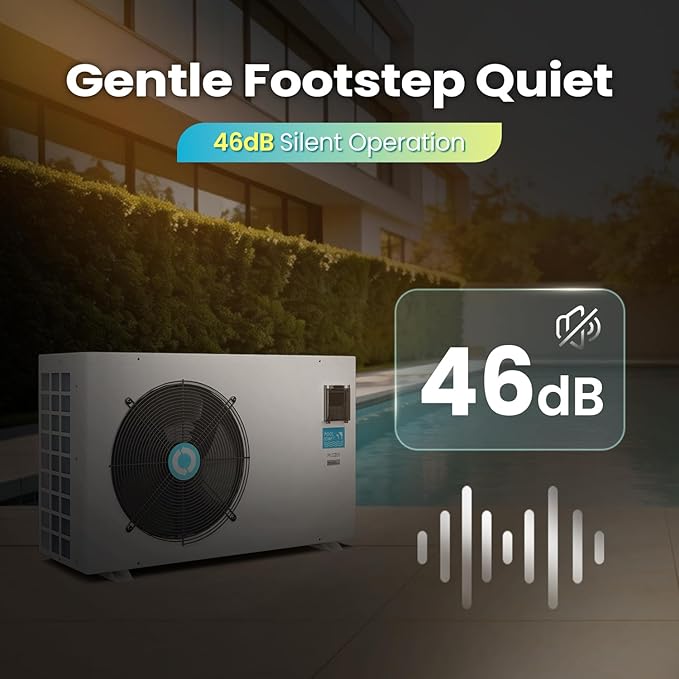 POOLCOMFT Inverter Electric Pool Heat Pump, Swimming Pool Heaters for Above Ground and Inground Pools Up to 25000 Gallons, Smart WiFi Control, Heating and Cooling Pool Heater